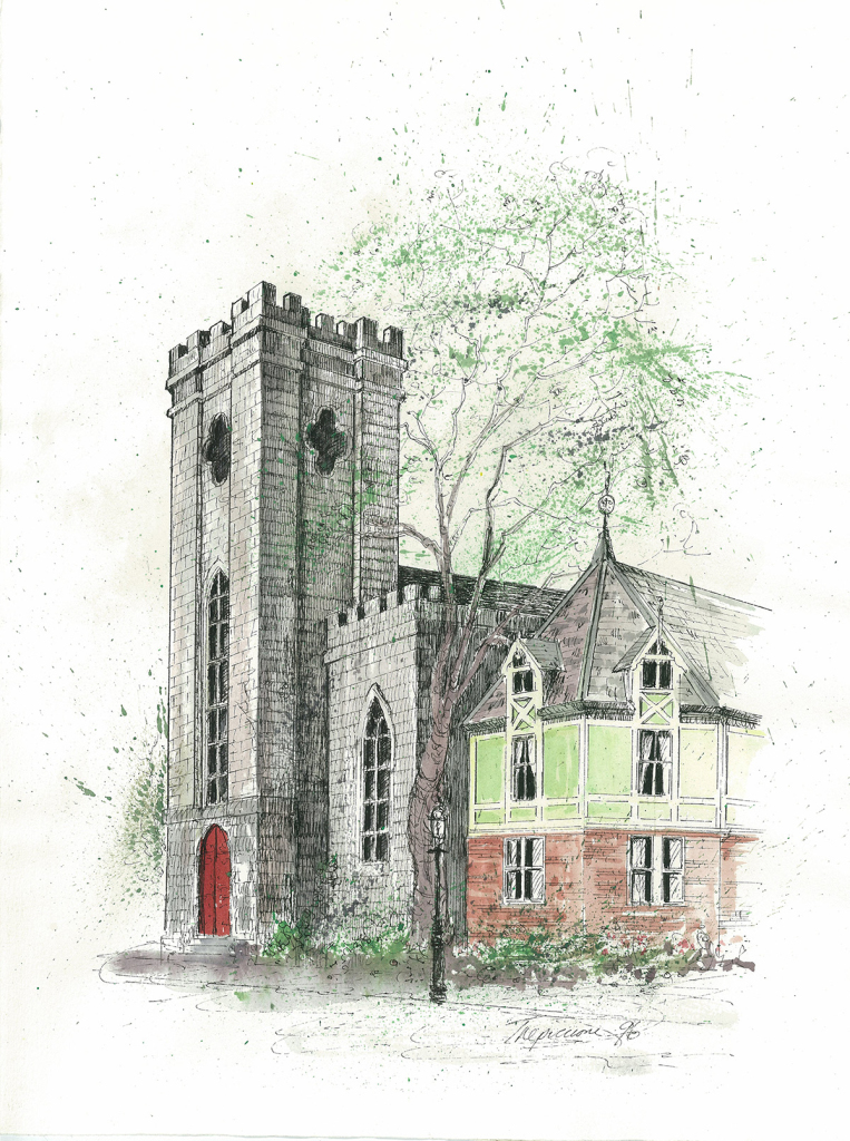 St. John's Episcopal Church today — watercolor